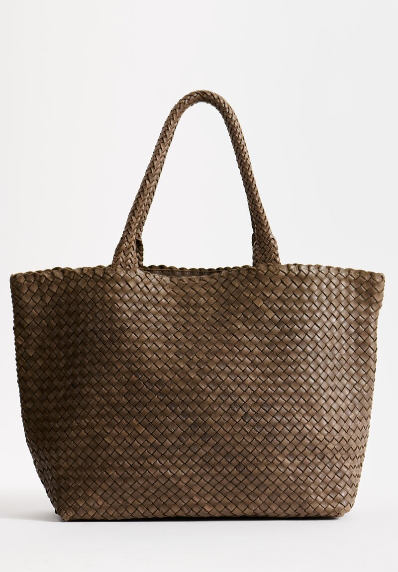 Massimo Palomba Coimbra Wood Basket Weave Wide Tote in Olive Green	