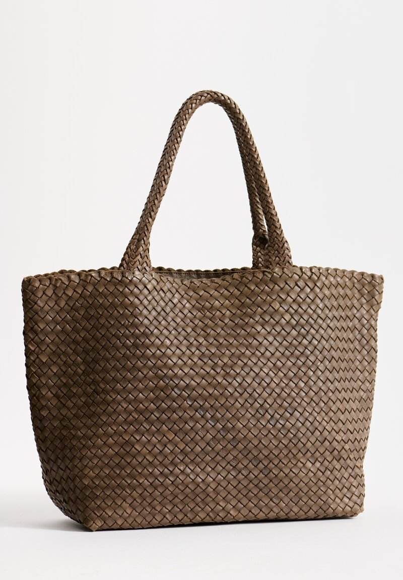 Massimo Palomba Coimbra Wood Basket Weave Wide Tote in Olive Green	