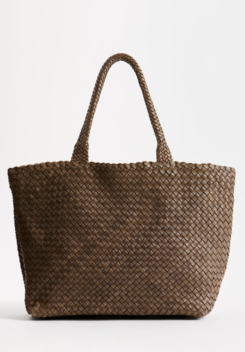 Massimo Palomba Coimbra Wood Basket Weave Wide Tote in Olive Green	