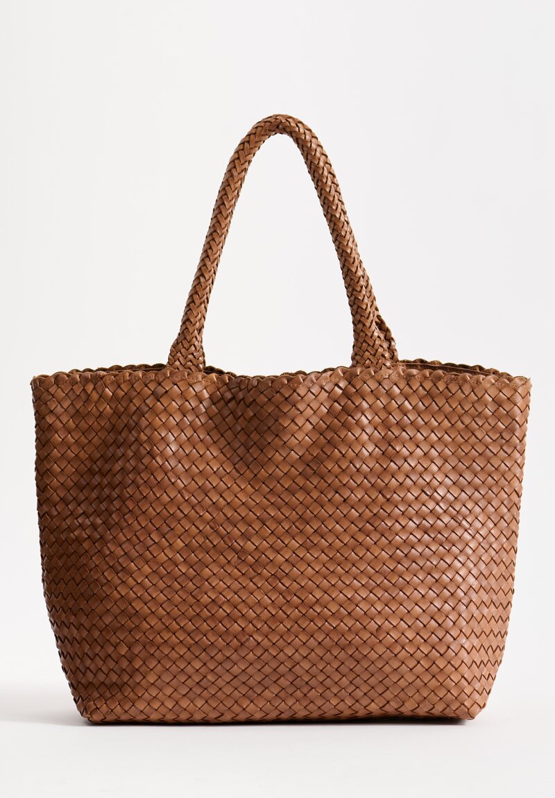 Massimo Palomba Coimbra Wood Basket Weave Wide Tote in Dune Brown	