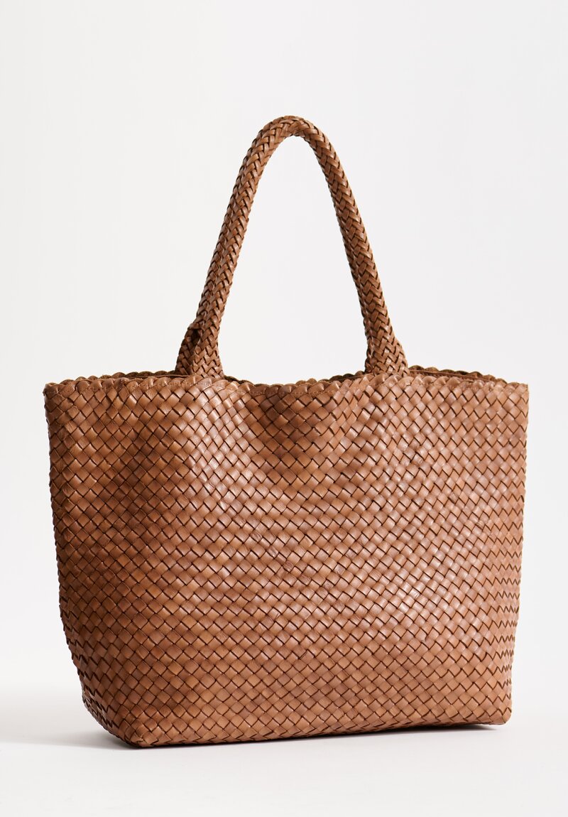 Massimo Palomba Coimbra Wood Basket Weave Wide Tote in Dune Brown	