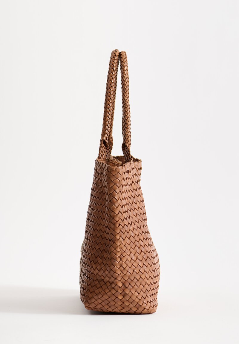 Massimo Palomba Coimbra Wood Basket Weave Wide Tote in Dune Brown	