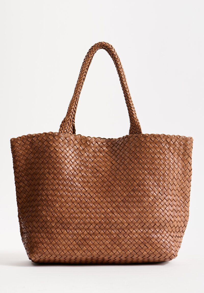 Massimo Palomba Coimbra Wood Basket Weave Wide Tote in Dune Brown	