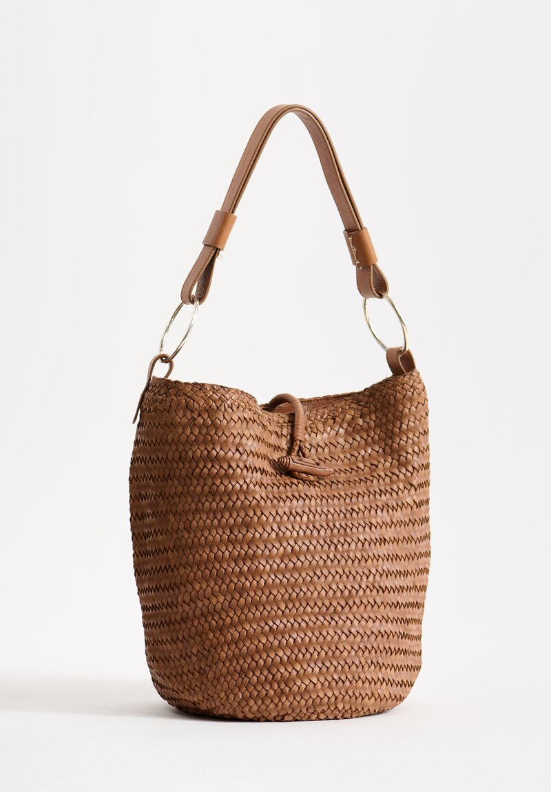 Massimo Palomba Belinda Spiga Handwoven Shoulder Bag in Dune Brown	