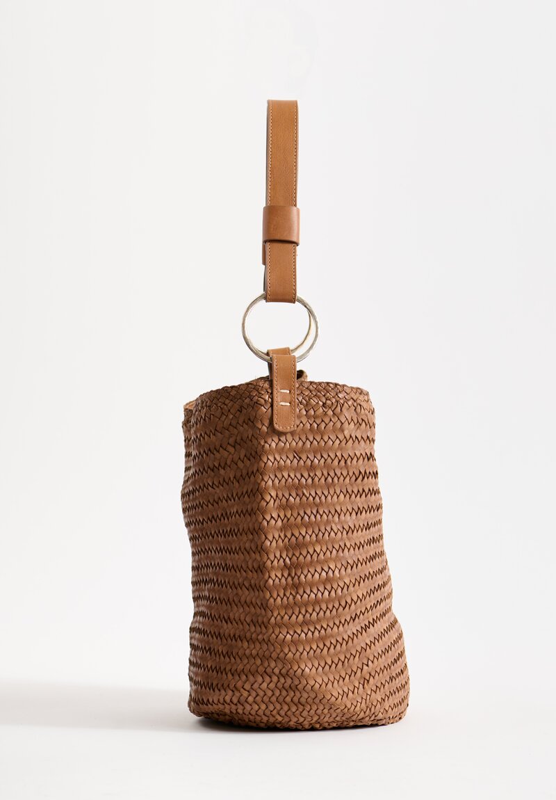 Massimo Palomba Belinda Spiga Handwoven Shoulder Bag in Dune Brown	