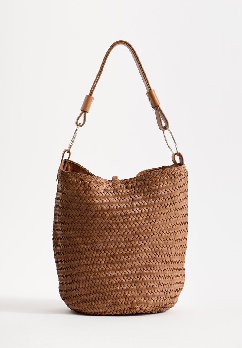 Massimo Palomba Belinda Spiga Handwoven Shoulder Bag in Dune Brown	