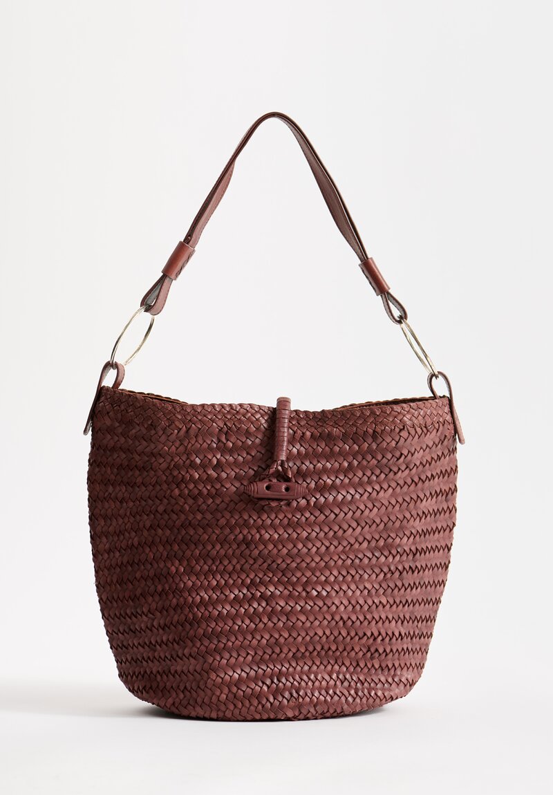 Massimo Palomba Belinda Spiga Handwoven Shoulder Bag in Chestnut Brown	