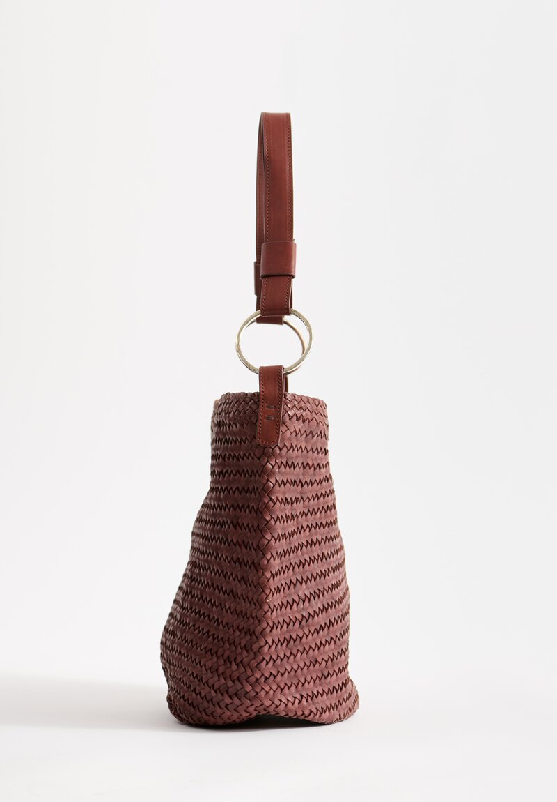 Massimo Palomba Belinda Spiga Handwoven Shoulder Bag in Chestnut Brown	