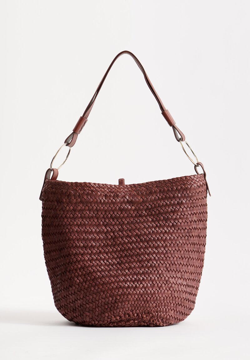 Massimo Palomba Belinda Spiga Handwoven Shoulder Bag in Chestnut Brown	