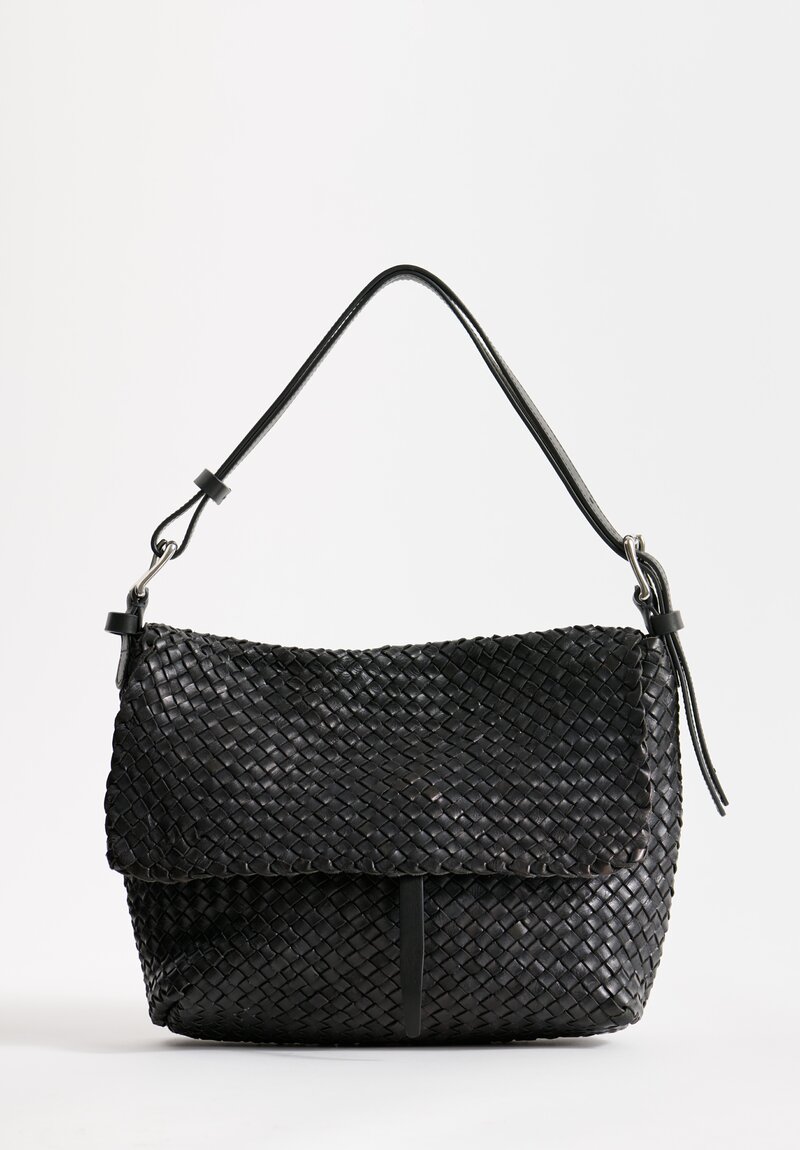 Massimo Palomba Handwoven Aspen Wood Shoulder Bag in Black	