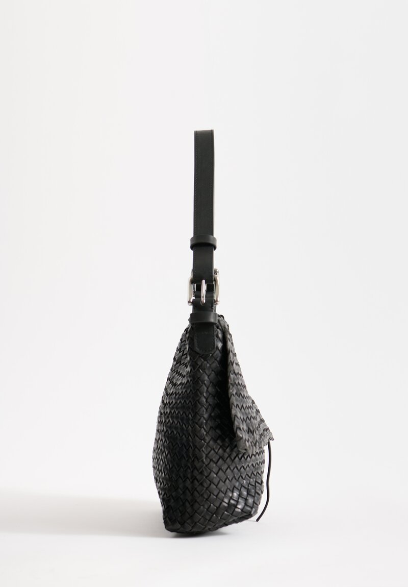 Massimo Palomba Handwoven Aspen Wood Shoulder Bag in Black	