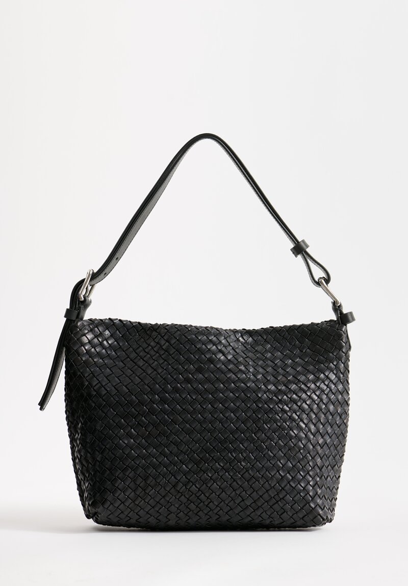 Massimo Palomba Handwoven Aspen Wood Shoulder Bag in Black	