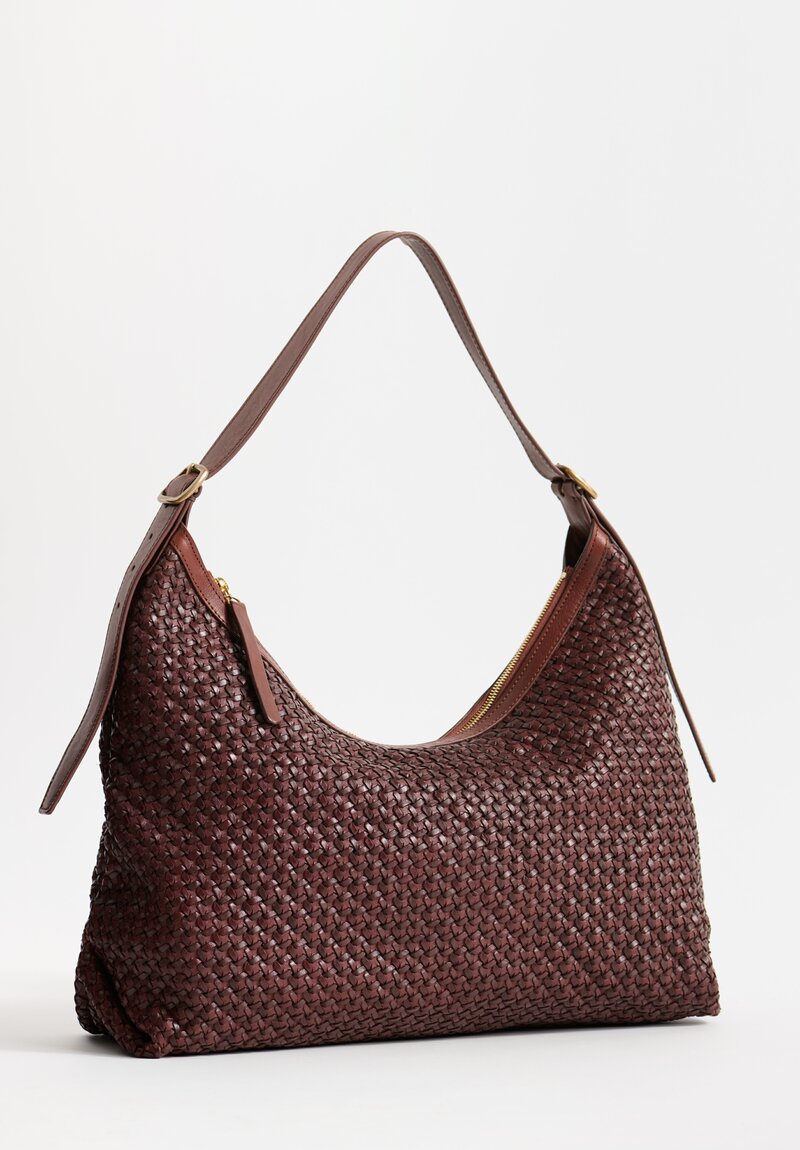 Massimo Palomba Handwoven Antigone Shoulder Bag in Chestnut Brown	