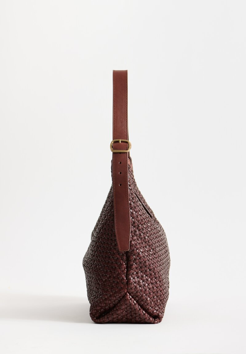 Massimo Palomba Handwoven Antigone Shoulder Bag in Chestnut Brown	