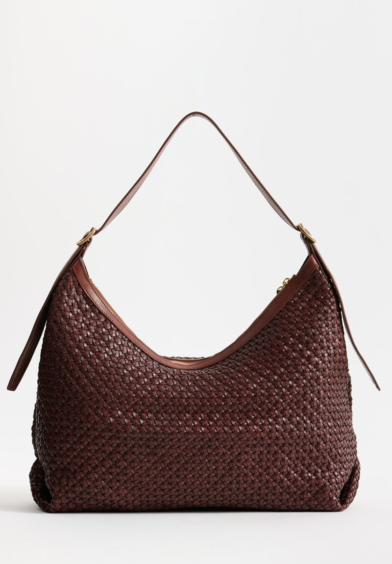 Massimo Palomba Handwoven Antigone Shoulder Bag in Chestnut Brown	