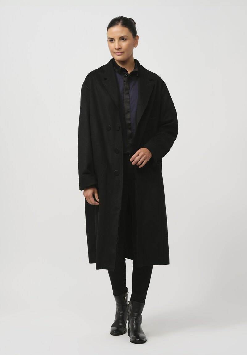 Umit Unal Felted Hand-Stitched Coat in Black	