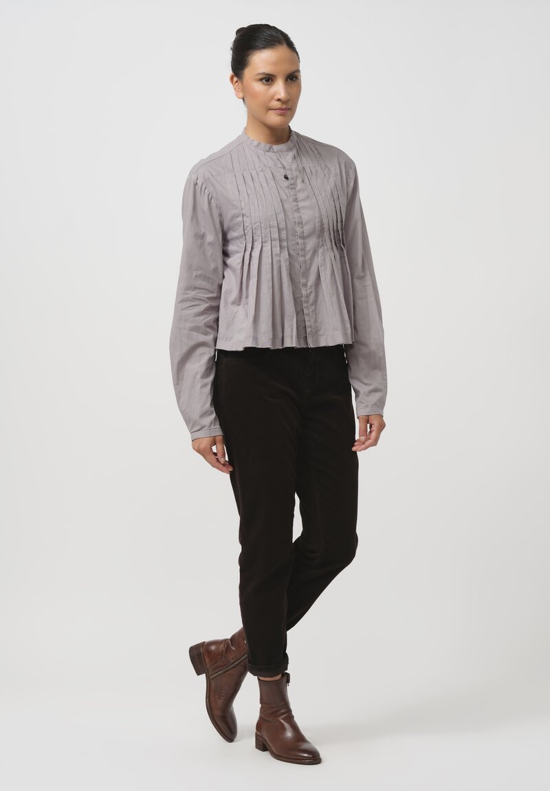 Umit Unal Hand-Stitched Pintuck Cotton Top in Original Grey	