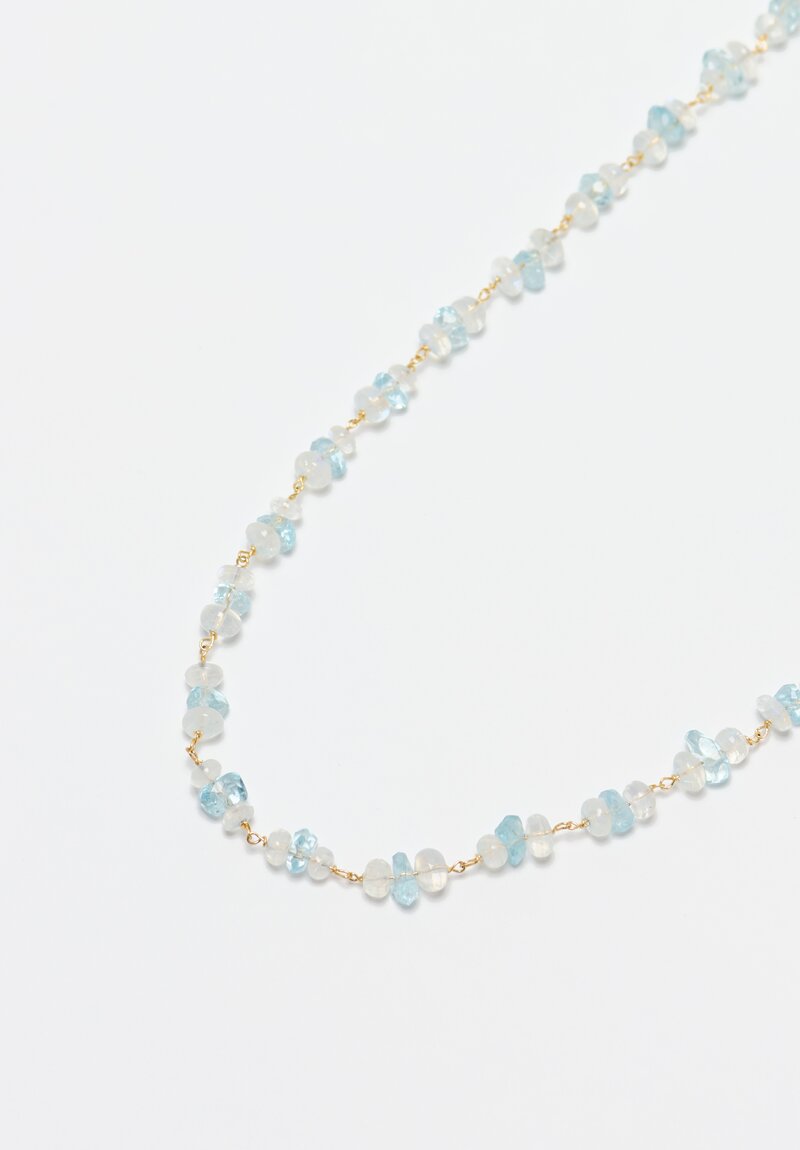 Greig Porter 18K Moonstone & Aquamarine Necklace 22in