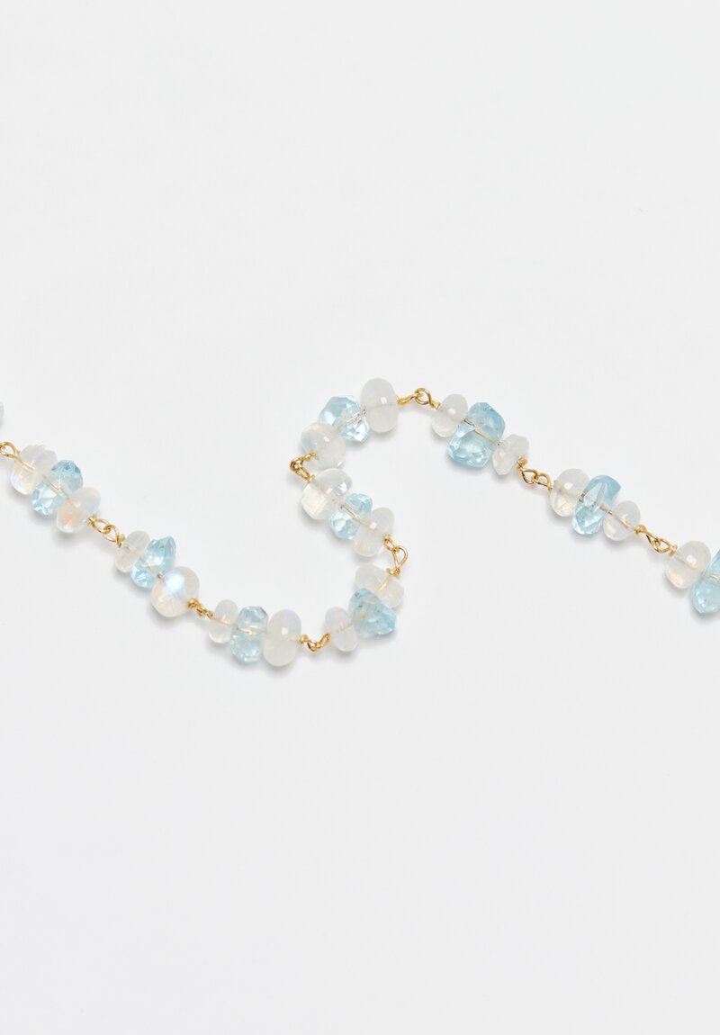 Greig Porter 18K Moonstone & Aquamarine Necklace 22in