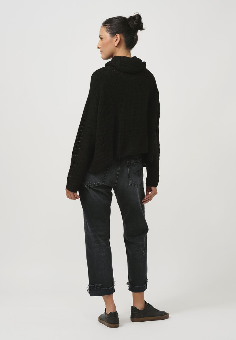 Rundholz Black Label Cropped Box-Knit Pullover in Black	