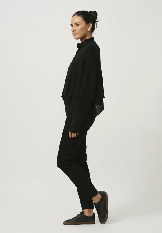 Rundholz Black Label Fluted Linen & Cotton Knit Cardigan in Black	