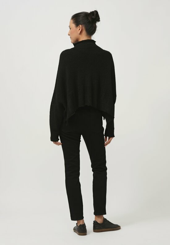 Rundholz Black Label Fluted Linen & Cotton Knit Cardigan in Black	