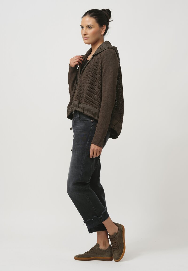 Rundholz Black Label Hooded Linen & Cotton Knit Jacket In Jungle Green	