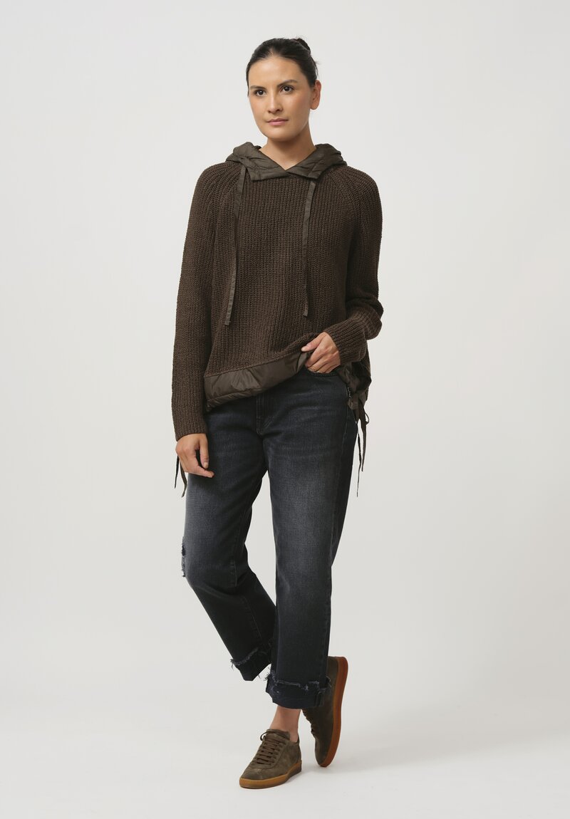 Rundholz Black Label Hooded Linen & Cotton Knit Pullover in Jungle Green	