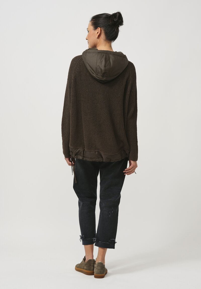 Rundholz Black Label Hooded Linen & Cotton Knit Pullover in Jungle Green	