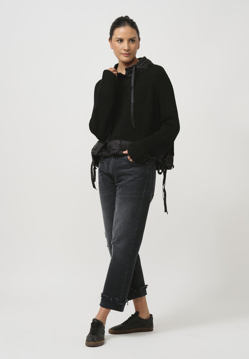 Rundholz Black Label Linen & Cotton Knit Pullover in Black	