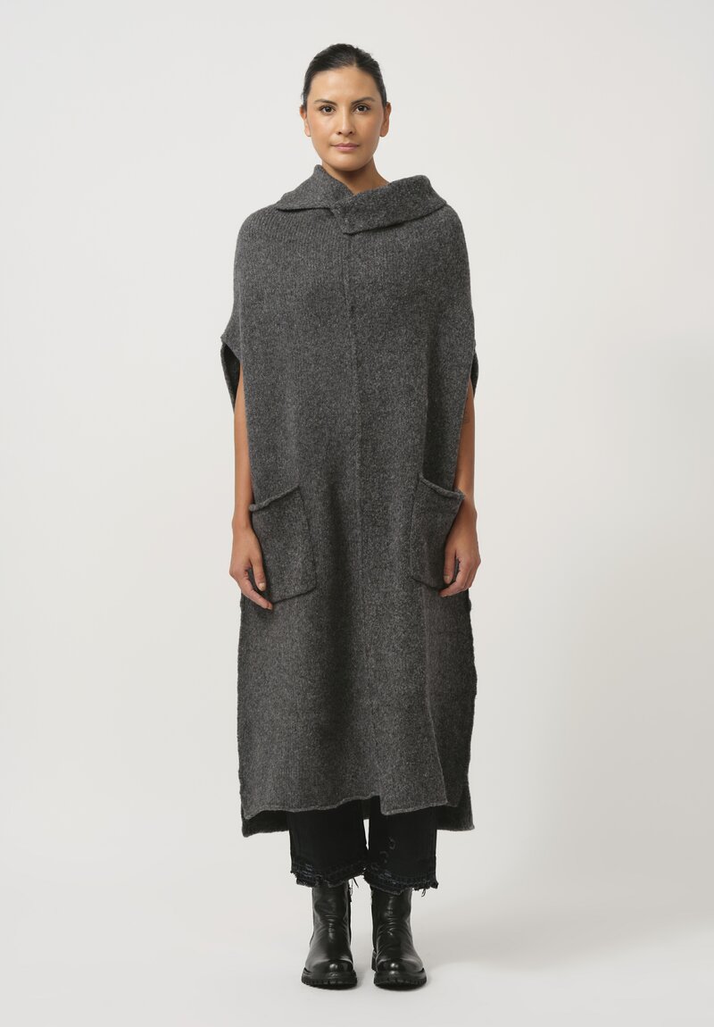 Rundholz Dip Sleeveless Mock Neck Knit Dress in Coal Melange Grey	