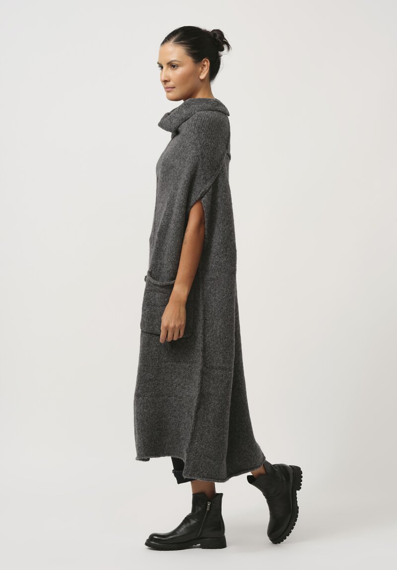 Rundholz Dip Sleeveless Mock Neck Knit Dress in Coal Melange Grey	