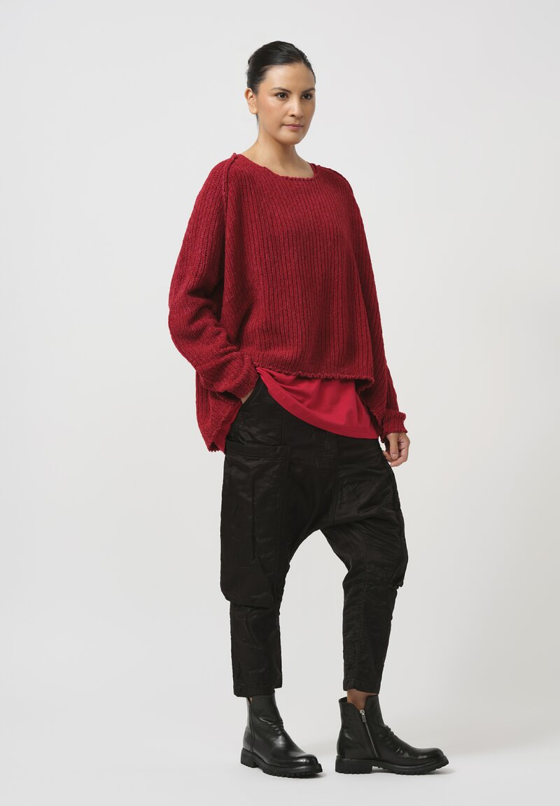 Rundholz Cashmere Chenille Pullover in Sunset Red	