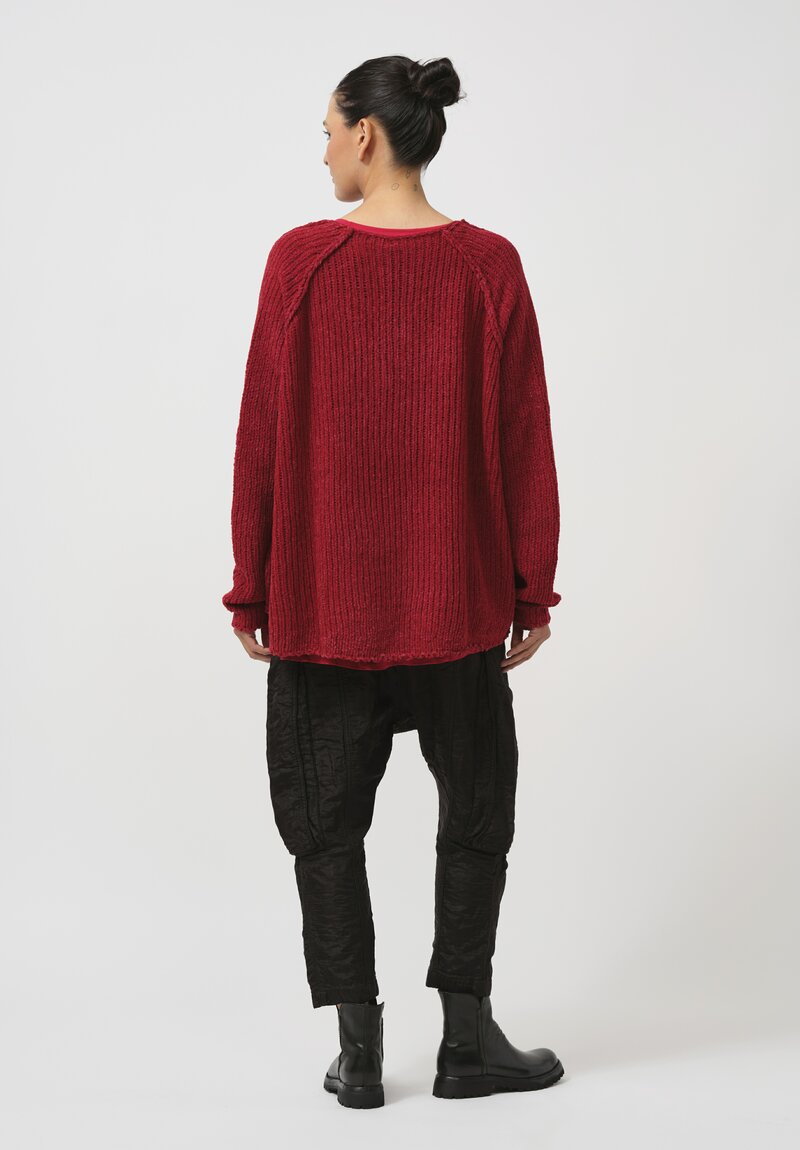 Rundholz Cashmere Chenille Pullover in Sunset Red	