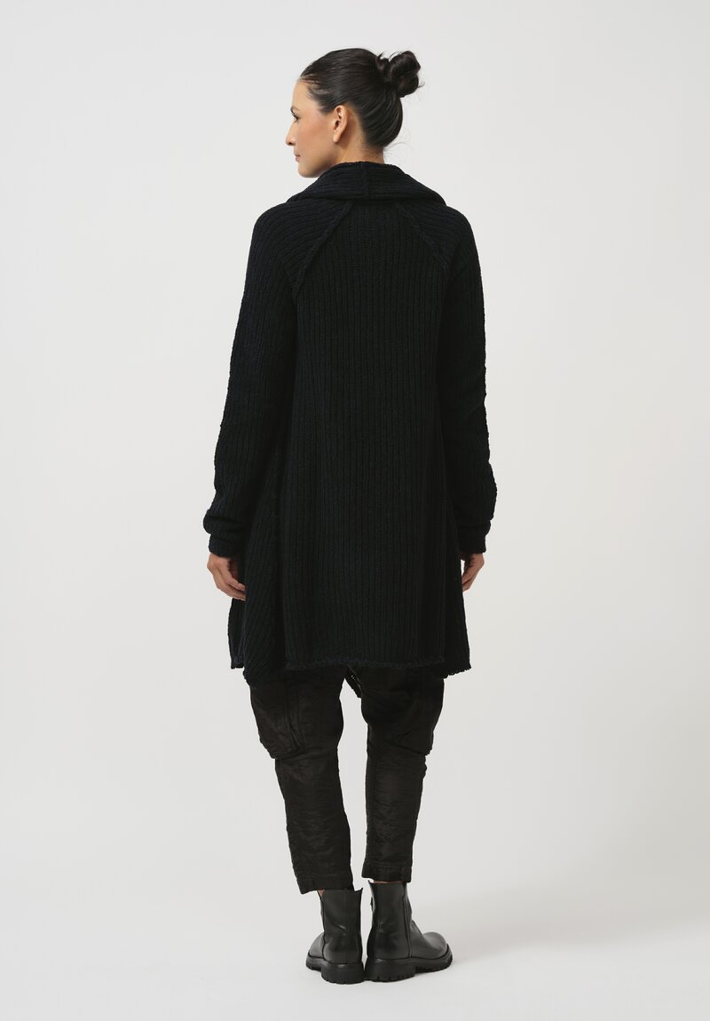 Rundholz Cashmere Chenille Cardigan in Black Blue	