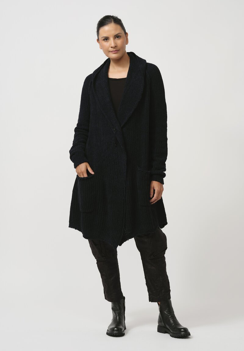 Rundholz Cashmere Chenille Cardigan in Black Blue	