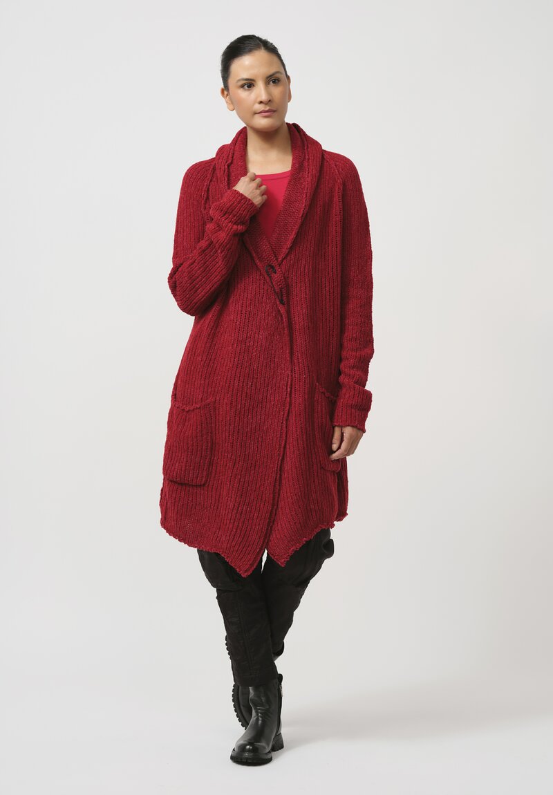 Rundholz Cashmere Chenille Cardigan in Sunset Red	