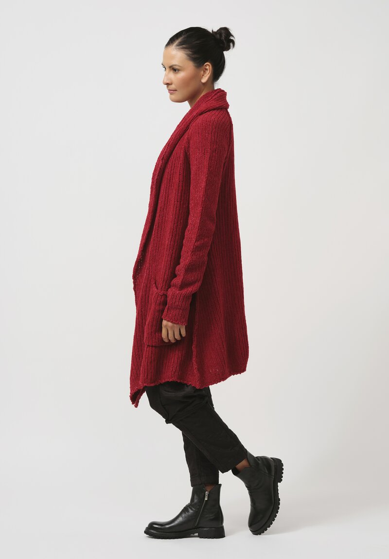 Rundholz Cashmere Chenille Cardigan in Sunset Red	