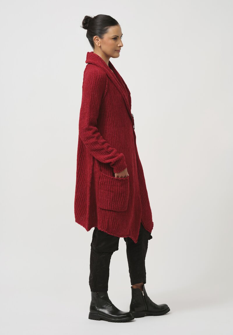 Rundholz Cashmere Chenille Cardigan in Sunset Red	