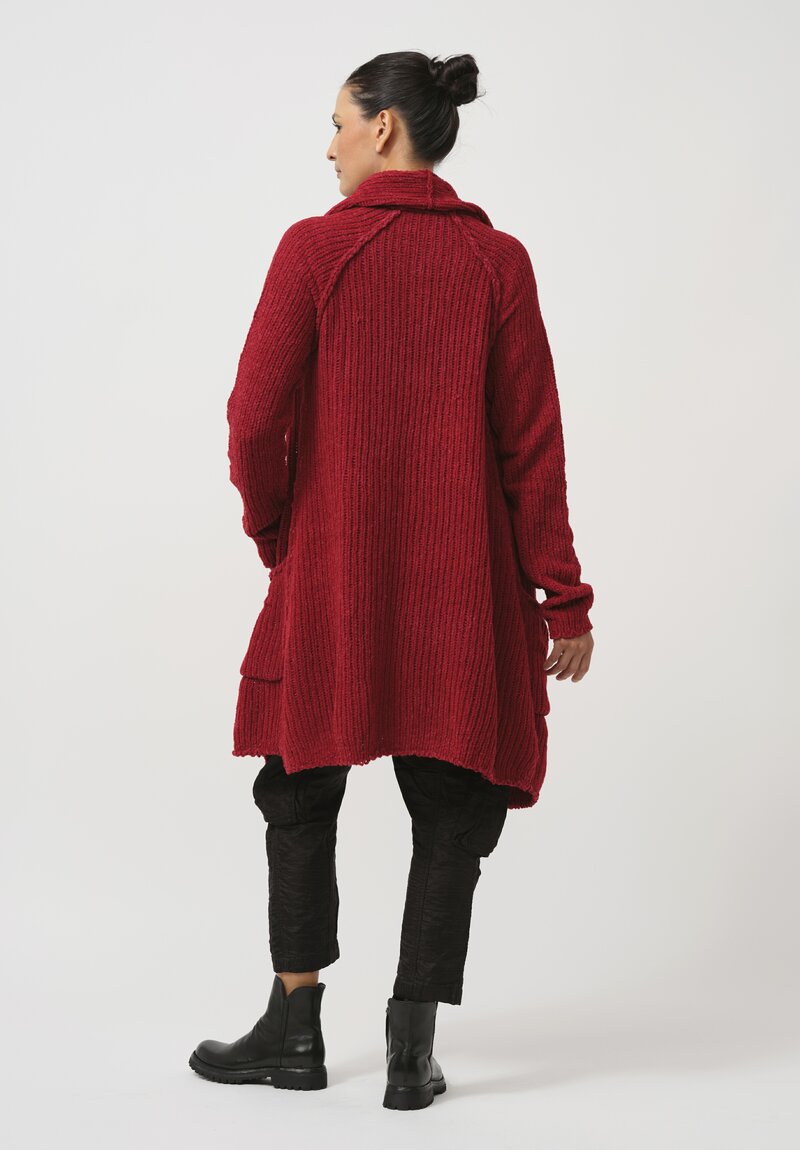 Rundholz Cashmere Chenille Cardigan in Sunset Red	