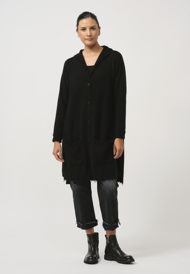 Rundholz Dip Hooded Knit Cardigan in Black	