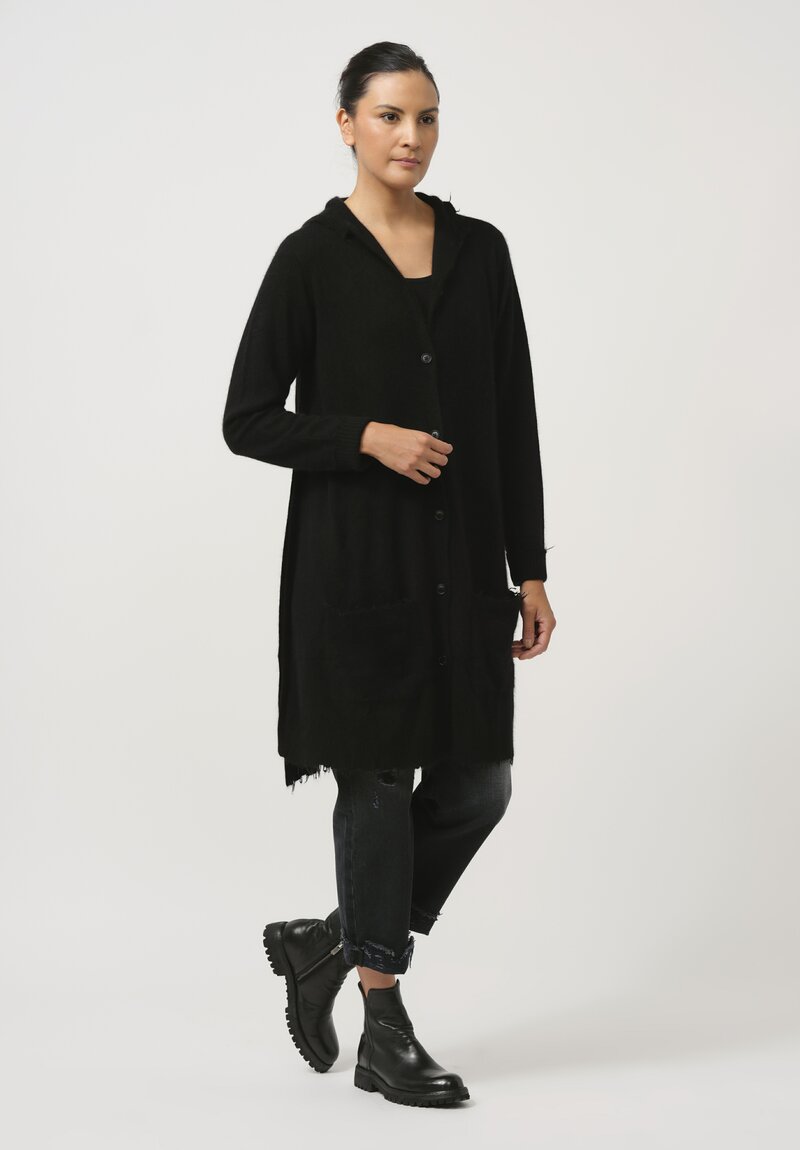 Rundholz Dip Hooded Knit Cardigan in Black	