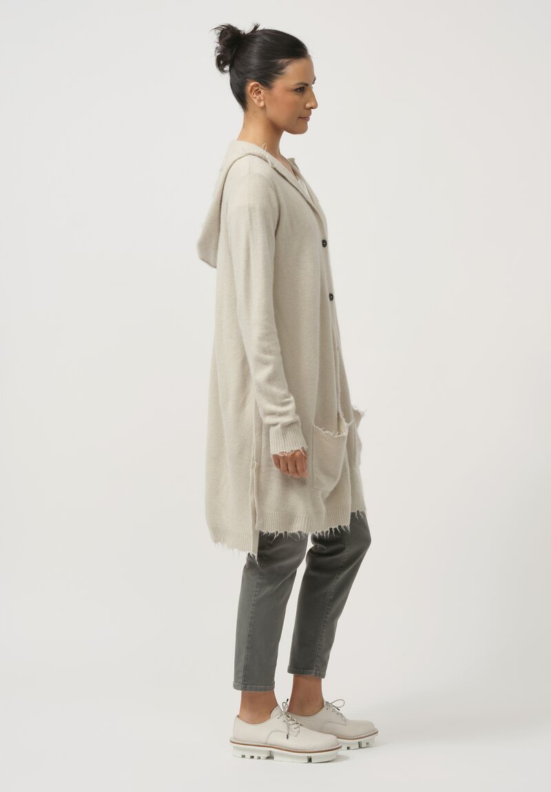 Rundholz Dip Hooded Knit Cardigan in Eraser White	