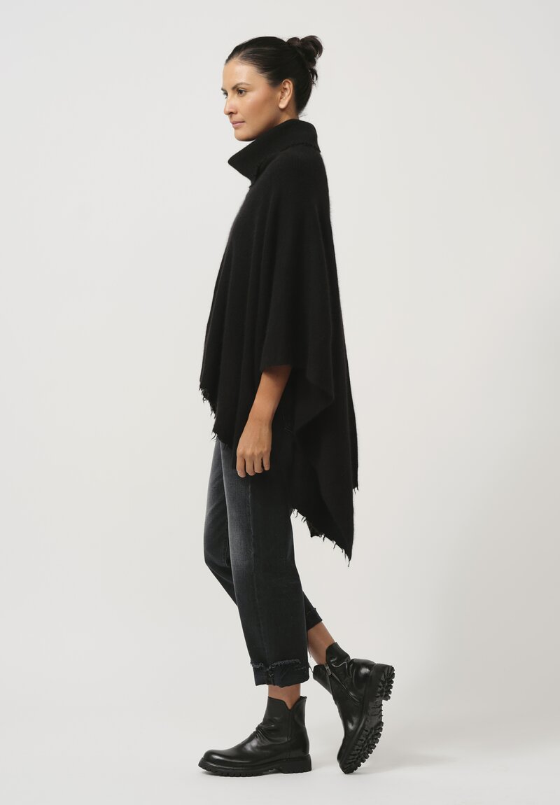 Rundholz Dip Distressed Edge Knit Cape in Black	