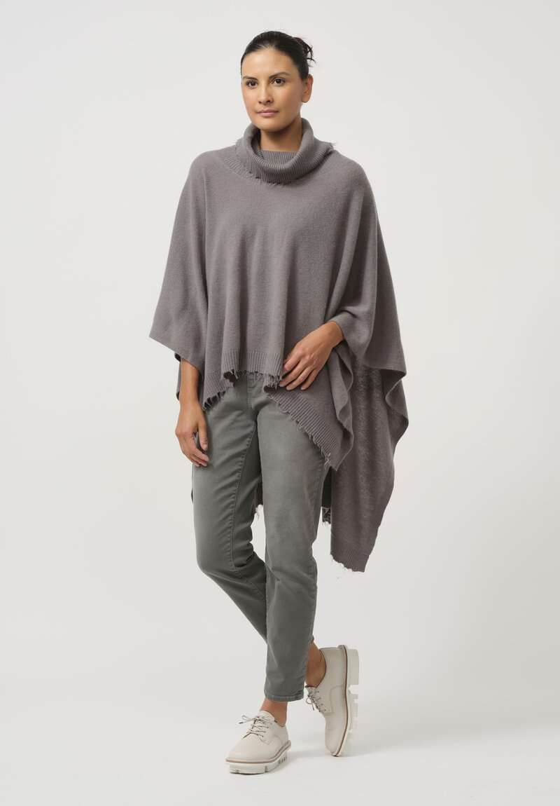 Rundholz Dip Distressed Edge Knit Cape in Pencil Grey	