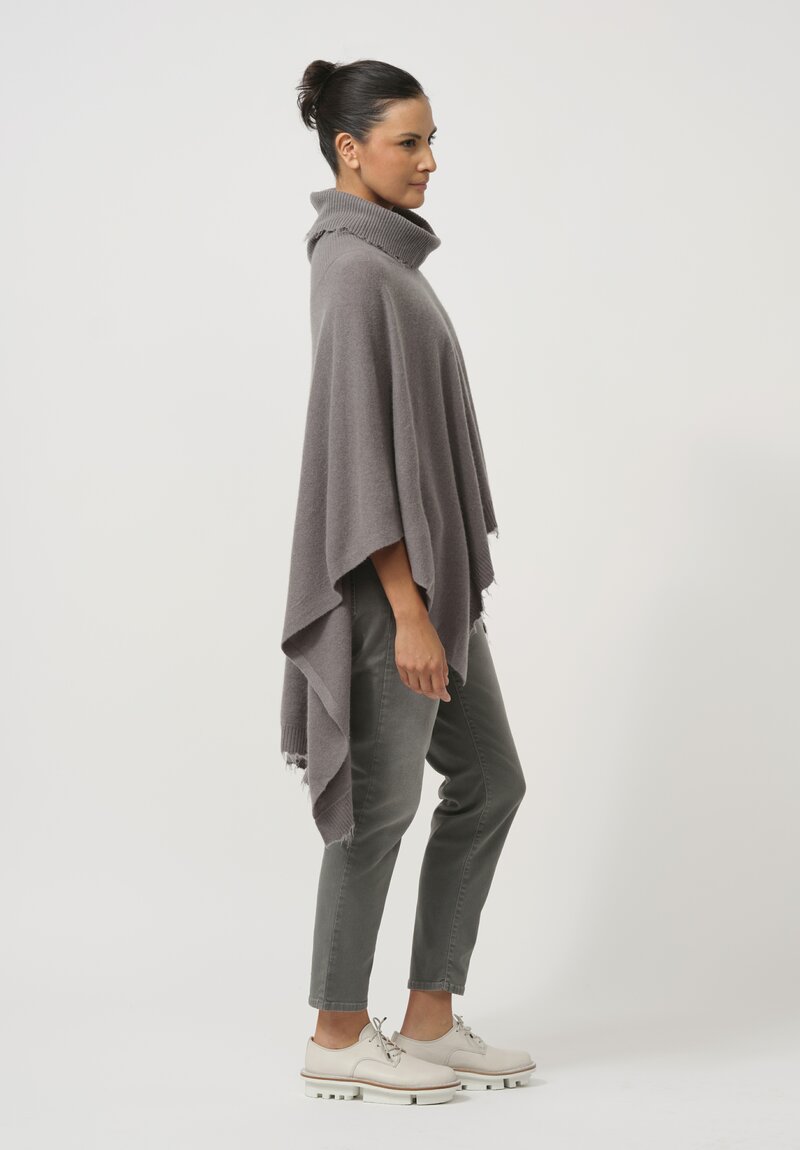 Rundholz Dip Distressed Edge Knit Cape in Pencil Grey	