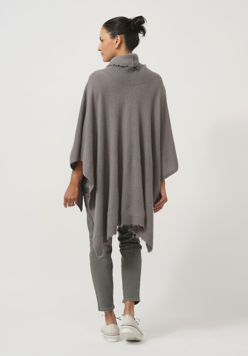 Rundholz Dip Distressed Edge Knit Cape in Pencil Grey	