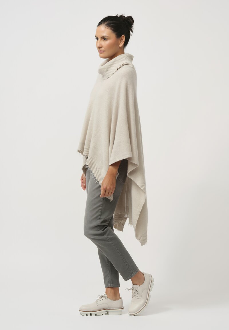 Rundholz Dip Distressed Edge Knit Cape in Eraser White	