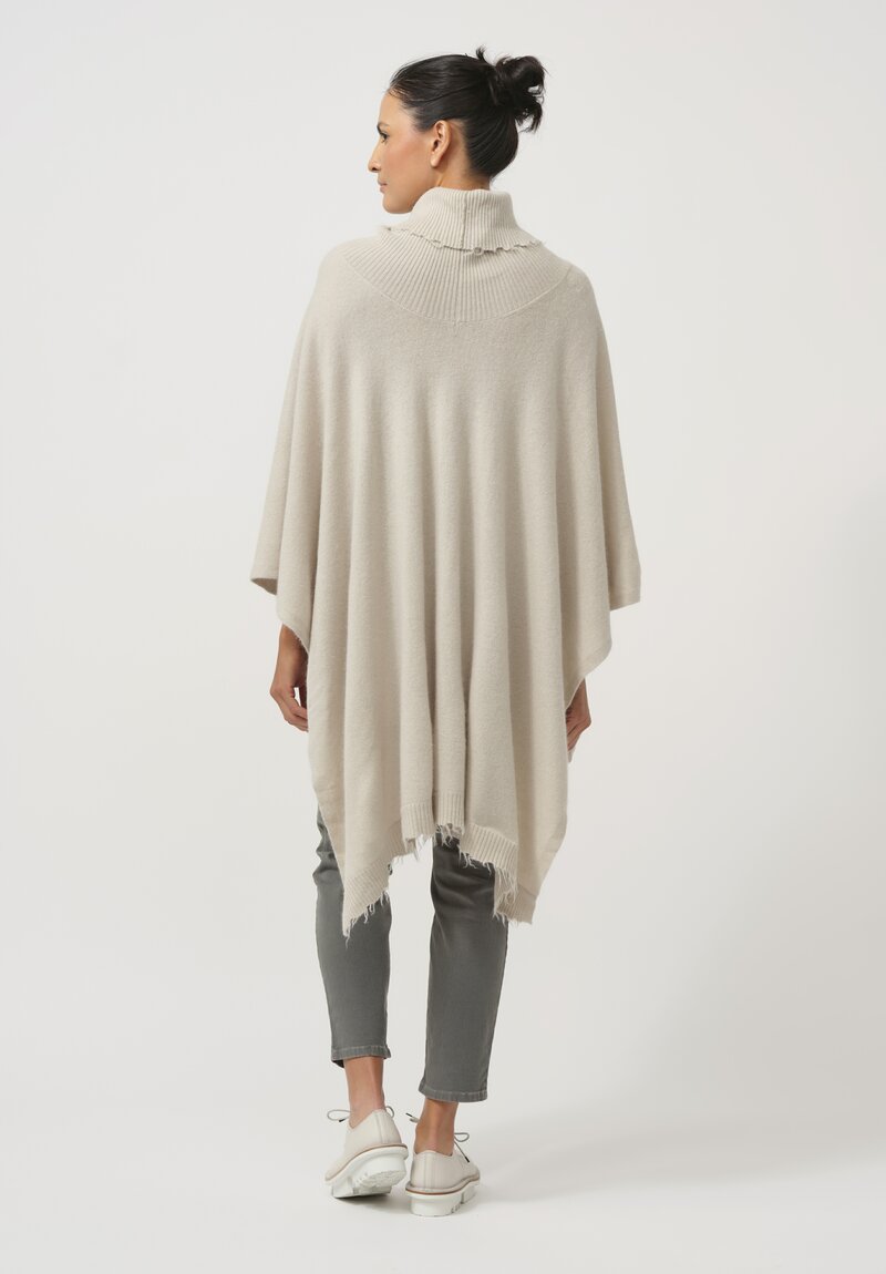 Rundholz Dip Distressed Edge Knit Cape in Eraser White	