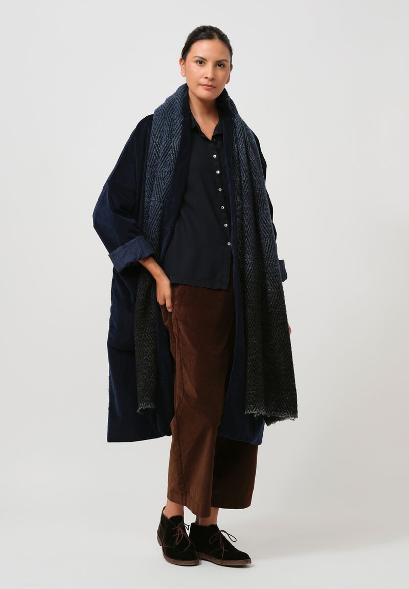 Album di Famiglia Cotton Velvet Loose Coat in Ink Blue	